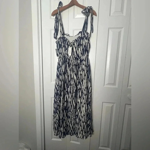 Jason Wu Sleeveless Dress with Shoulder Ties in Spring Navy Multi SZ6 Maxi Dress - Picture 9 of 16